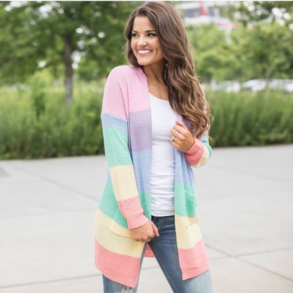 rainbow color block cardigan